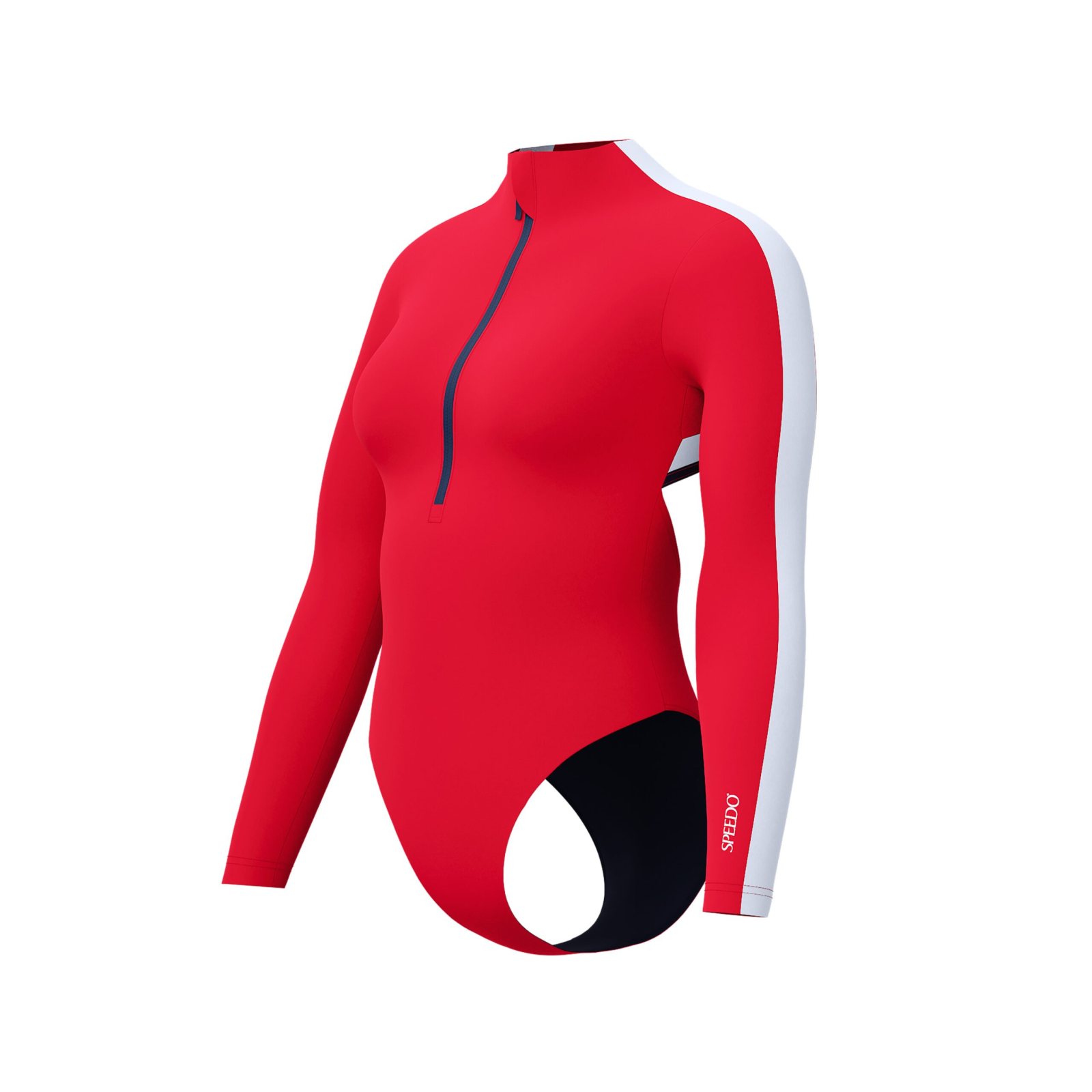 Speedo LS Zip 1PC Kırmızı Uzun Kollu Yüzme Mayosu