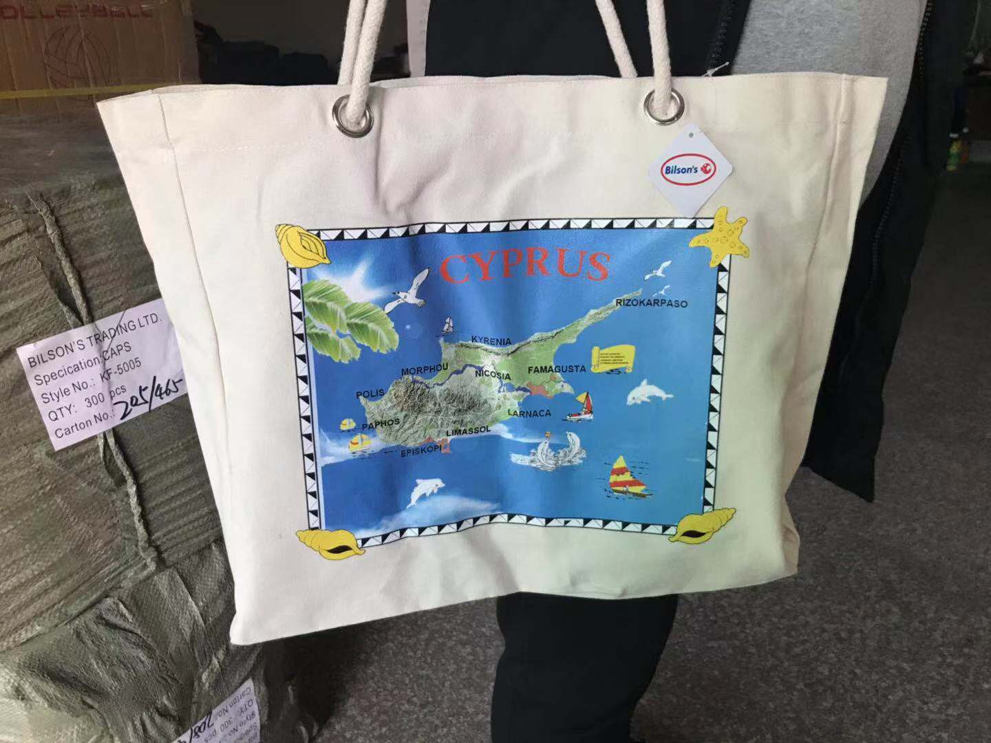 BİLSON'S CA-3014 Cyprus Map Beach Bag
