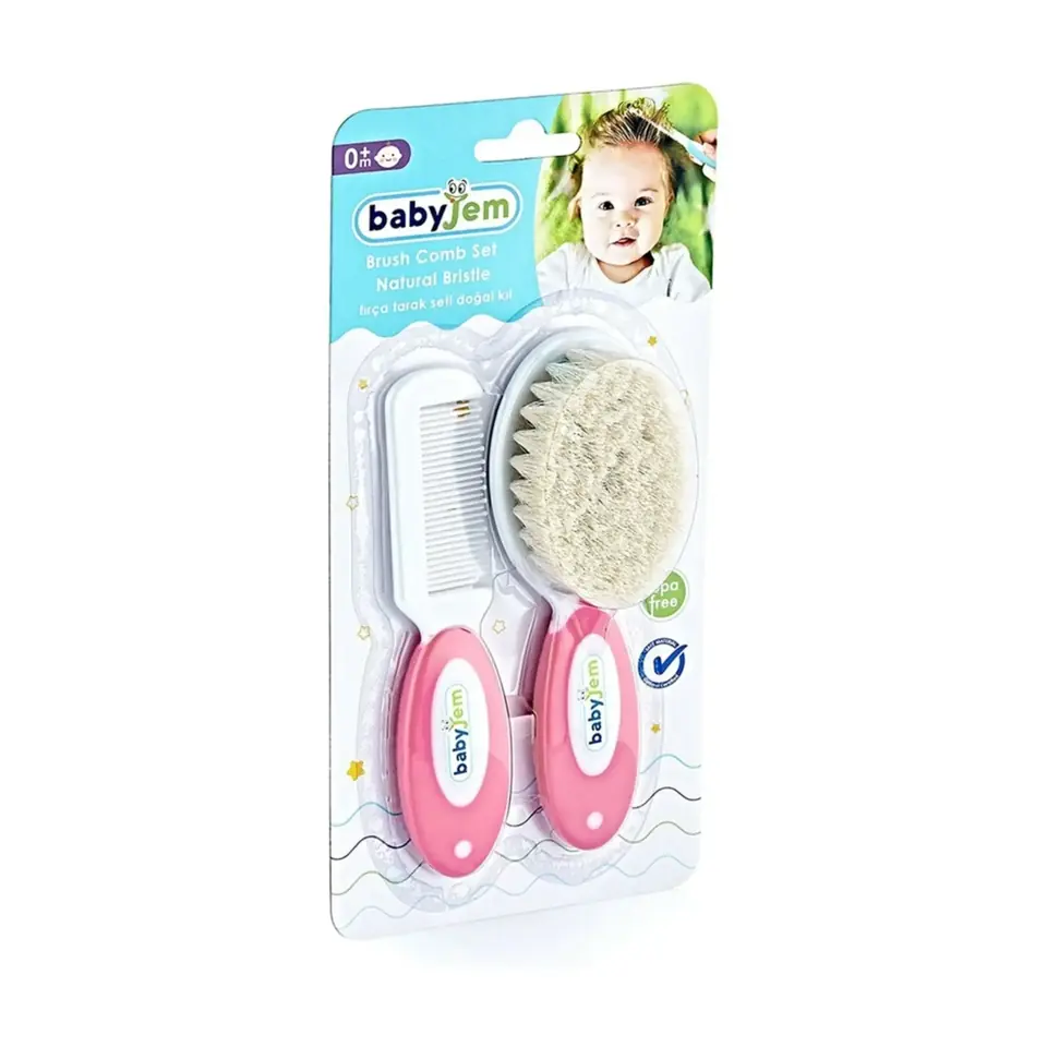 Babyjem Natural Bristle Baby Brush and Comb Set
