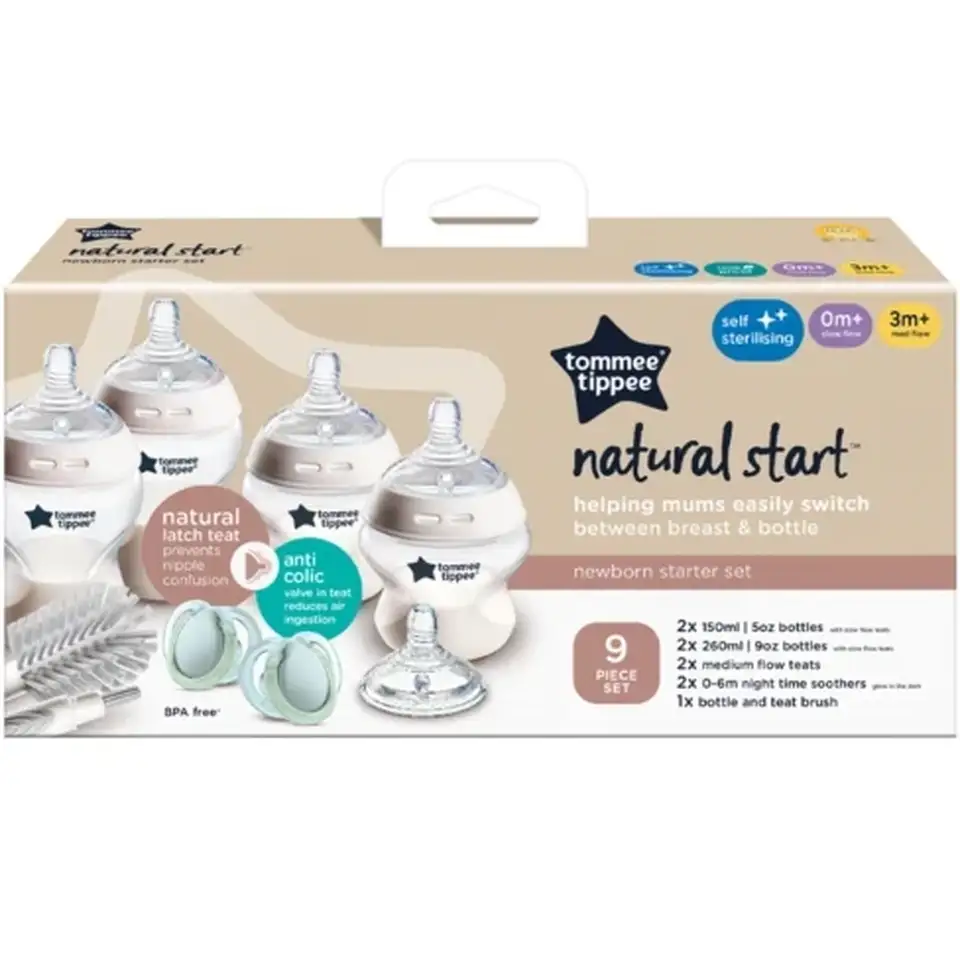 Tommee Tippee Natural Start Newborn Bottle Starter Set, 9 Pieces