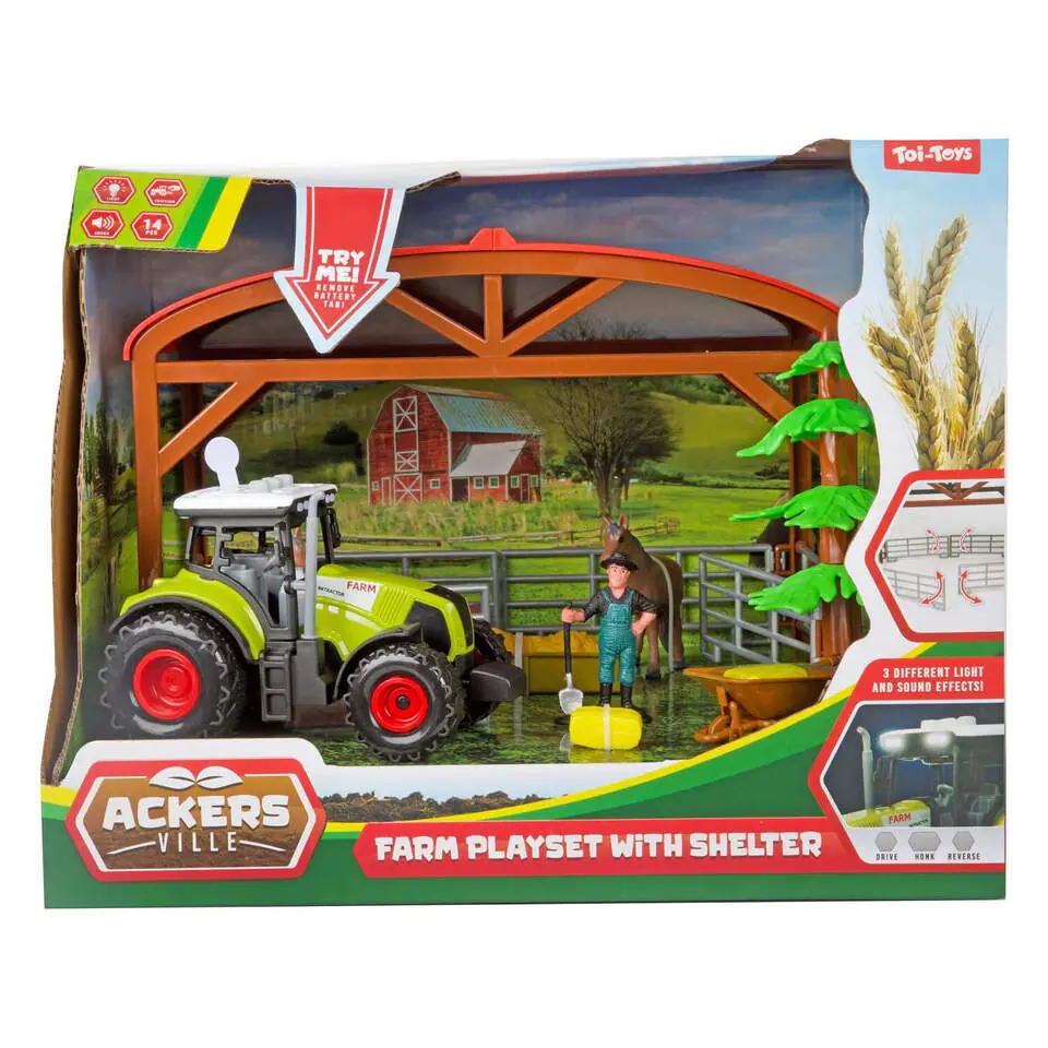 Toi-Toys Farm Stable Tractor Light and Sound Playset