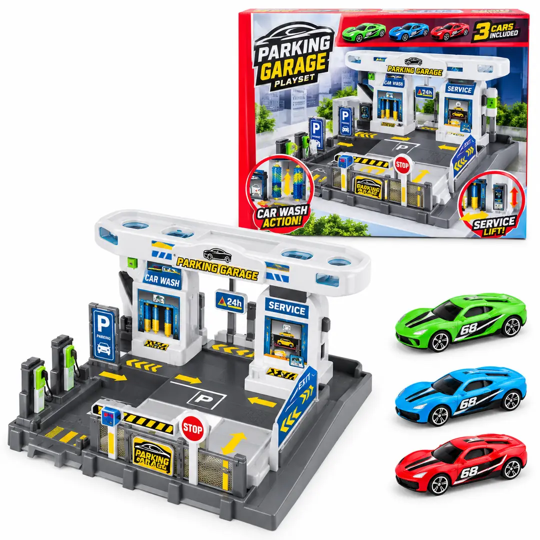 Toi-Toys TURBO RACERS: игровой набор на 22 детали с автомойкой и сервисом