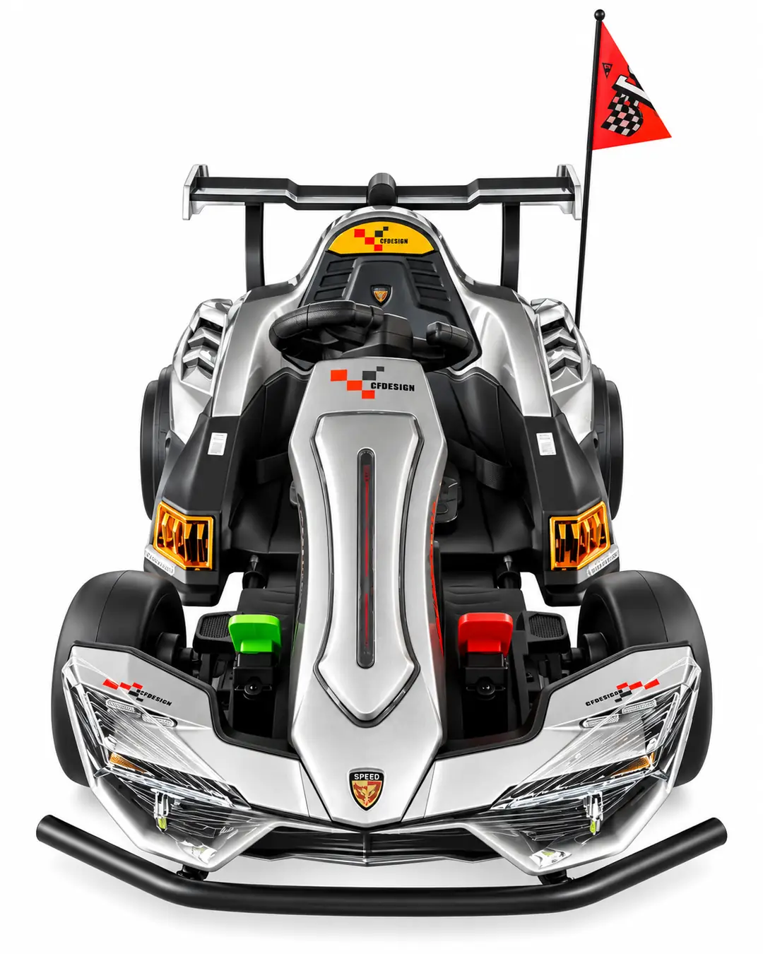 Formula Yarış Arabası Tasarımlı Akülü Go Kart Karting – Gümüş Gri