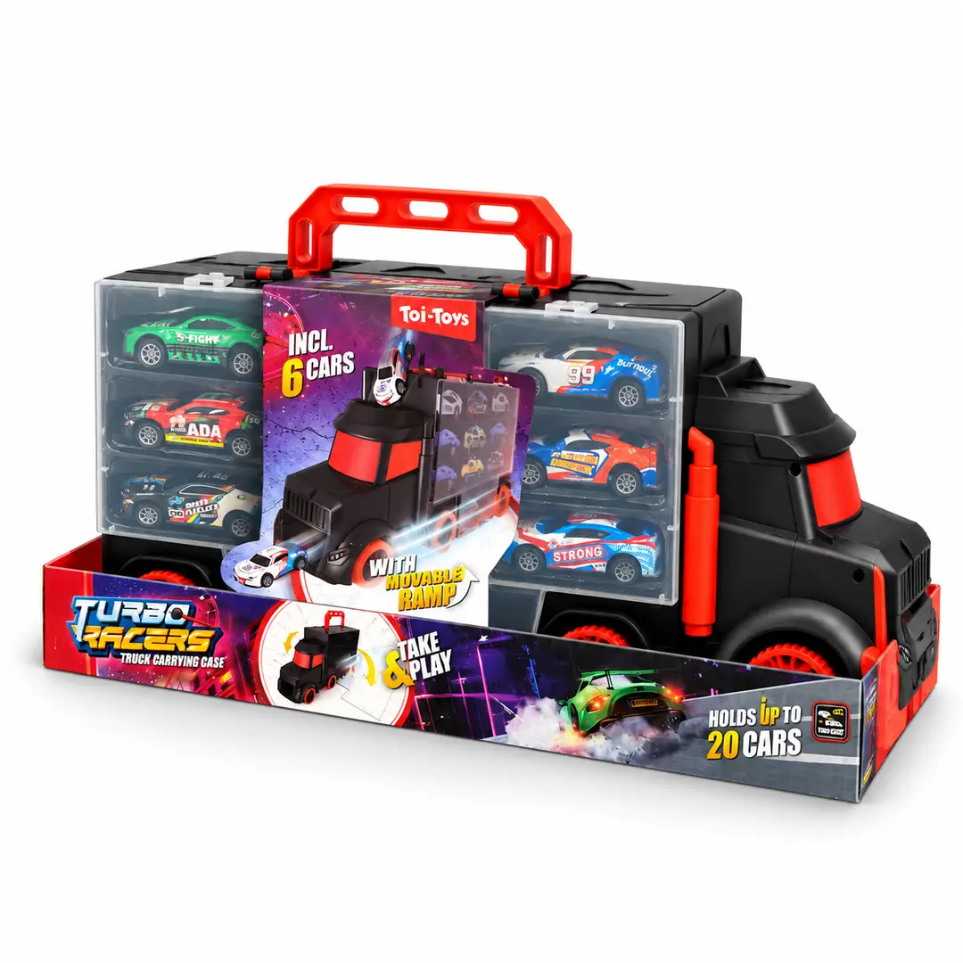 Turbo Racers 6 Arabalı Rampalı Oyuncak Taşıyıcı Tır Seti – 20 Araç Kapasiteli