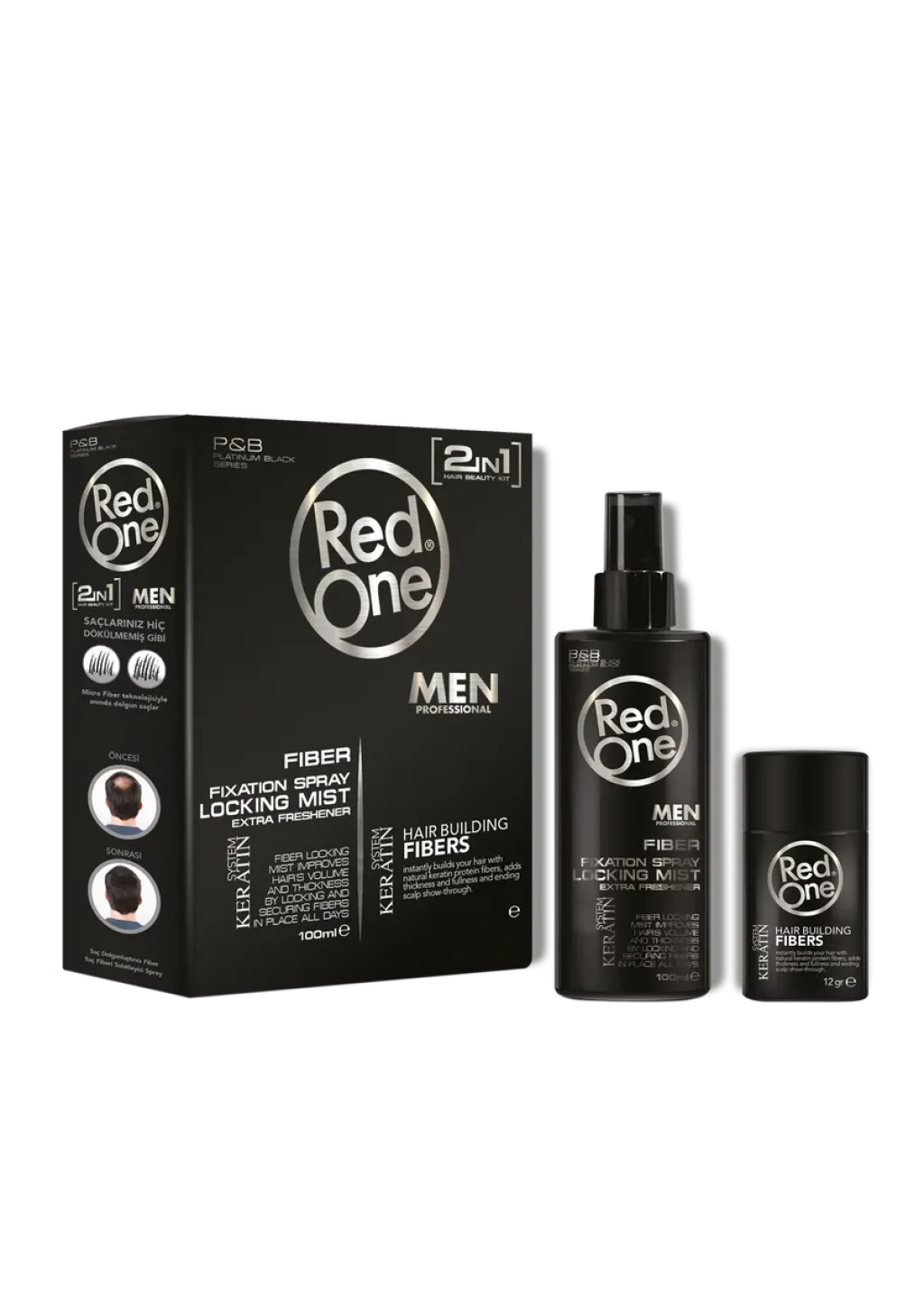 Redone Saç Dolgunlastirici Toz Pudra 12gr & Sabitleyici 100ml - Siyah
