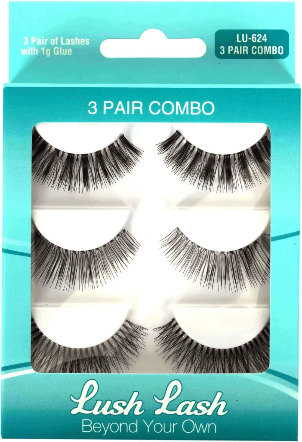 Lush Lash LUSH-0013 False Eyelashes 3-Pair Set, Intense, Wispy & Siren