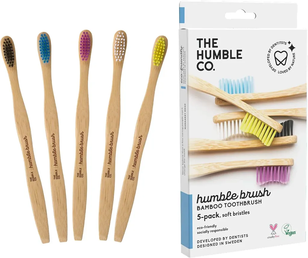 Humble HUMBLE-0025 Natural Bamboo Toothbrush Set, 5-Pack