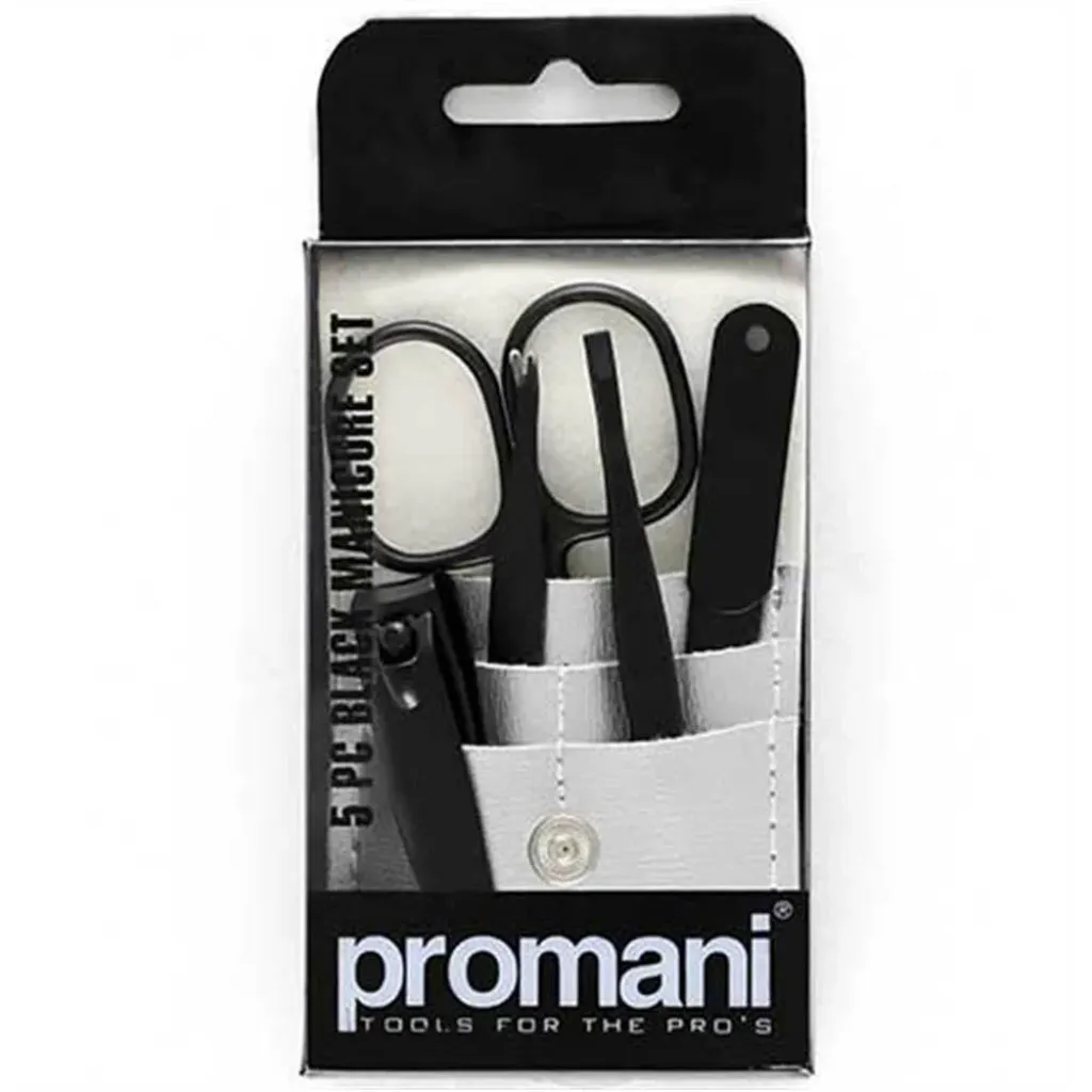 Promani Black Manicure Set, 5-Piece, PR-115