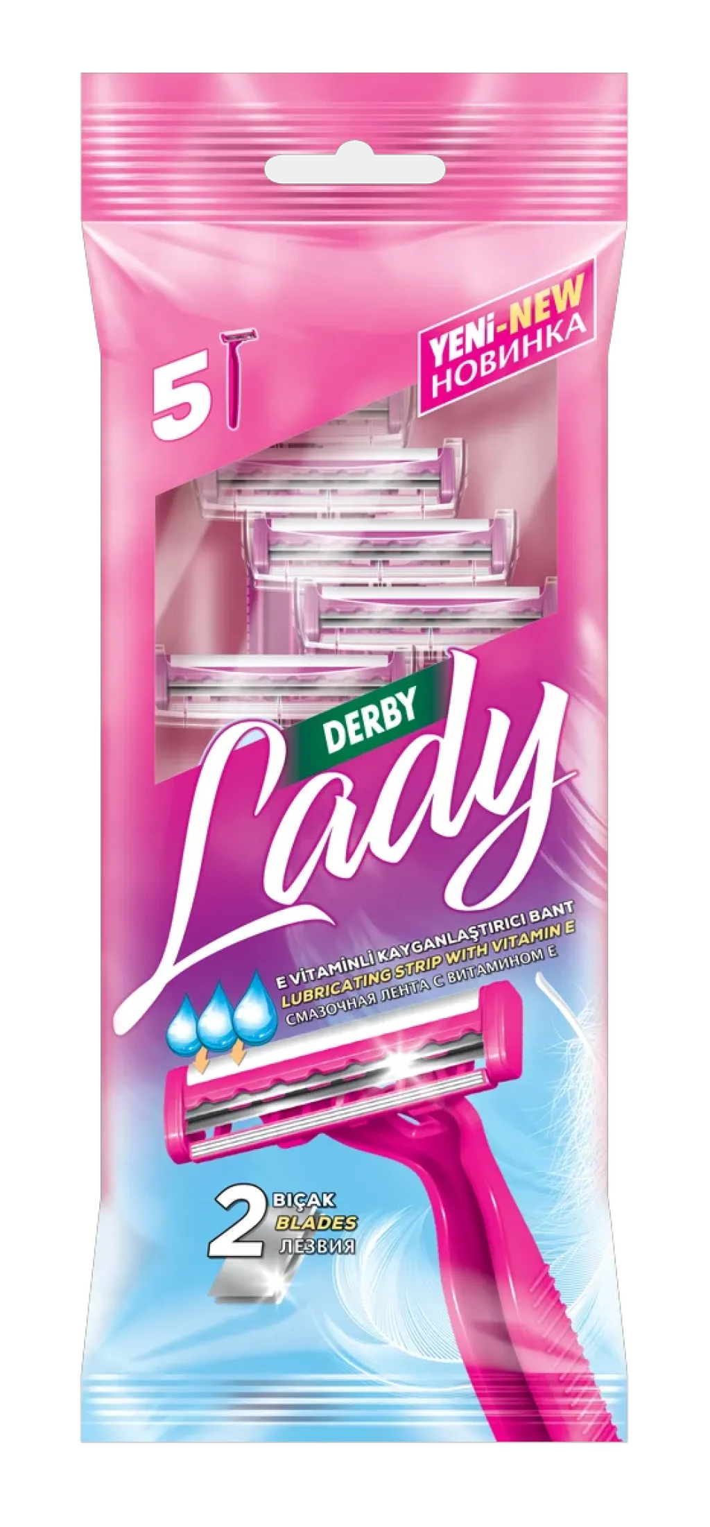 Derby Lady 2-Blade Razor 5-Pack