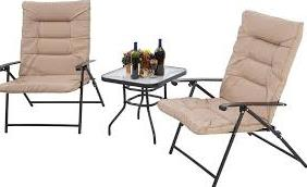 Elsa 2-Piece Seating Set with Cushioned Chairs and Square Table, Beige
