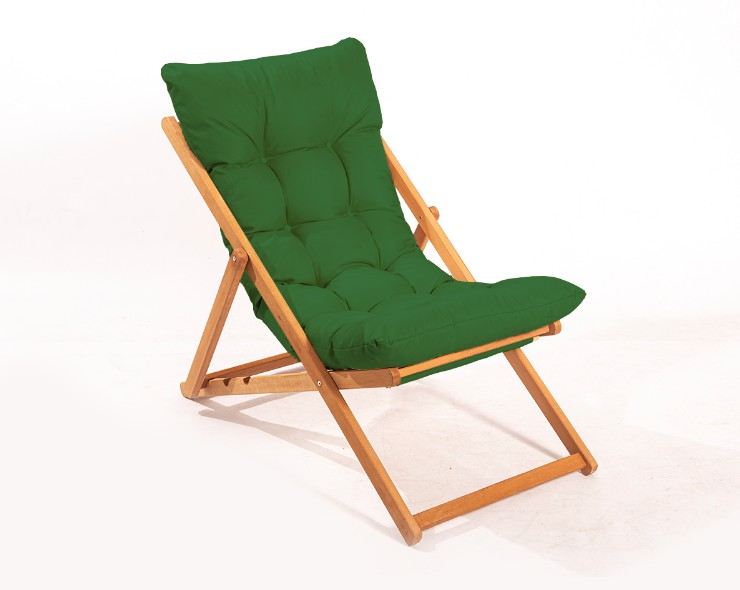 Meya Dekor Nora Folding Green Armless Cushioned Sun Lounger