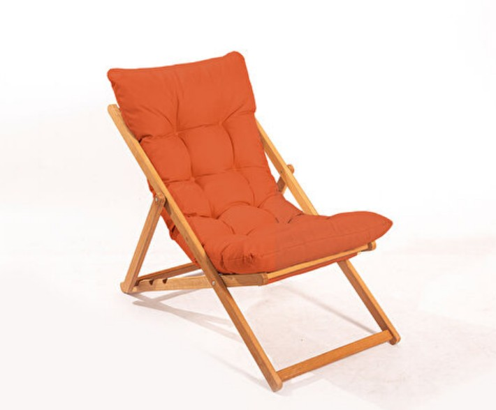 Meya Dekor Nora Orange Folding Armless Sun Lounger with Cushion