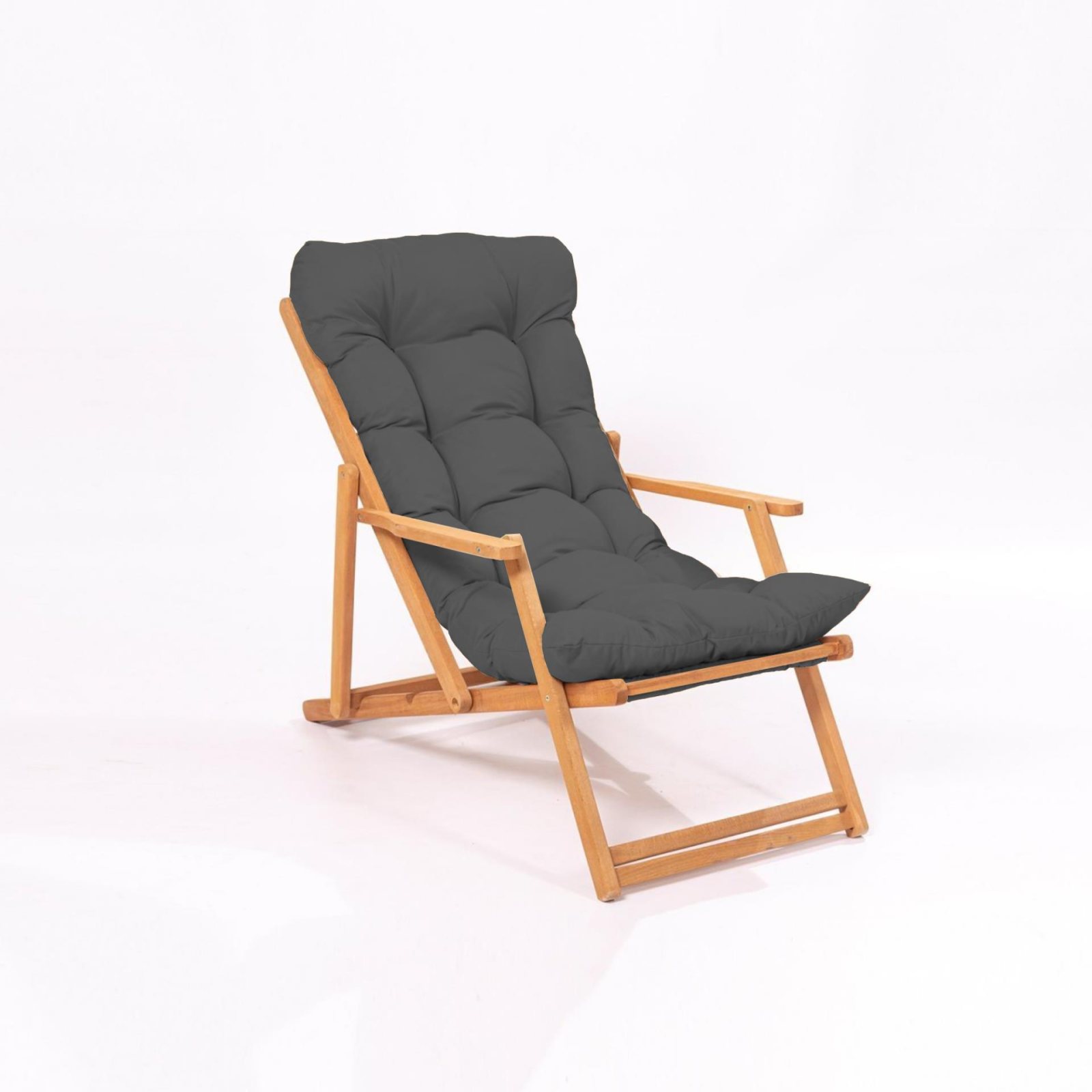 Meya Dekor Simona Folding Sun Lounger with Arms and Anthracite Cushion