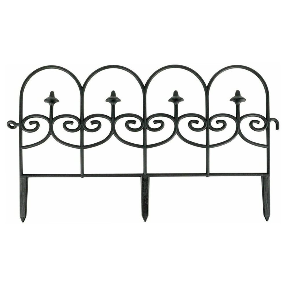 Ornamental-Style Plastic Garden Fence, 4-Piece Set, 60 cm