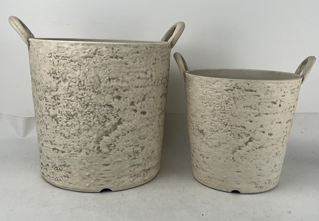 Small White Plastic Plant Pot with Handles