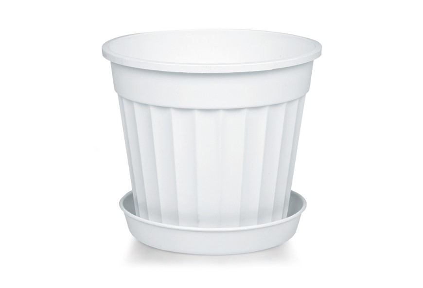 Serinova YUV. Saloon Plant Pot White NO10+T10, Saucer Included