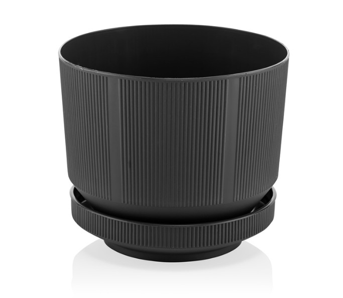 Serinova Yuvarlak Lux Anthracite NO4 9 L Plant Pot