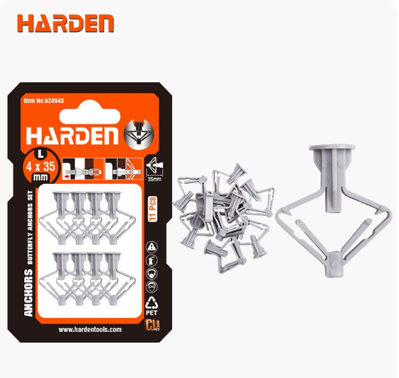 Harden Набор дюбелей-бабочек 35x32x13 мм, 11 шт.