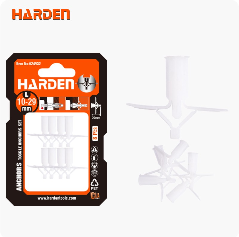 Набор дюбелей-бабочек Harden 10–36 мм, 8 шт.