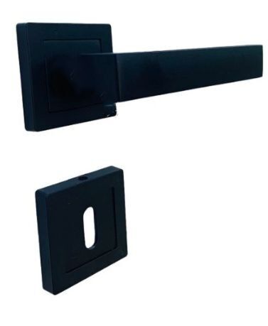 Kol Elit Black Square-Rosette Room Door Handle