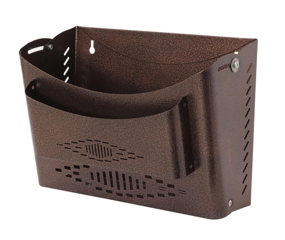 Open-Front Copper-Finish Wall-Mounted Newspaper Holder