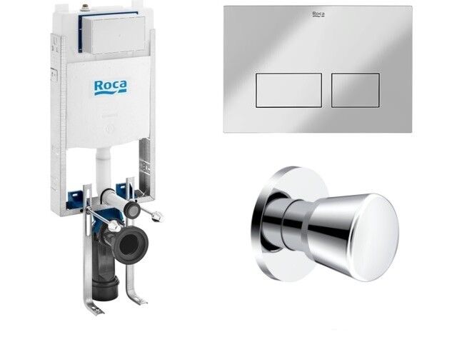 ROCA Active One Concealed Cistern with Control Panel and Chrome Stop Valve