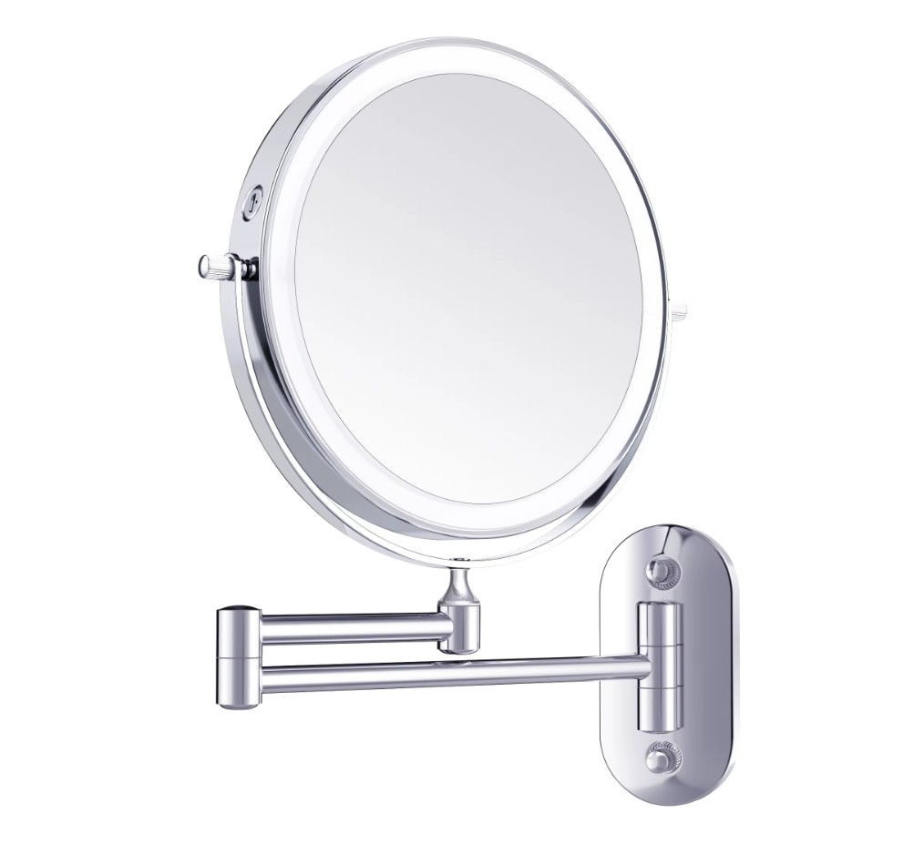 Wall-Mounted 8'' LED Bathroom Mirror, Chrome