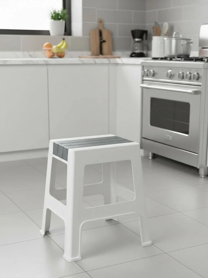 Çelik Ayna Zilkale Large Non-Slip Stool, Grey/Pink/Brown