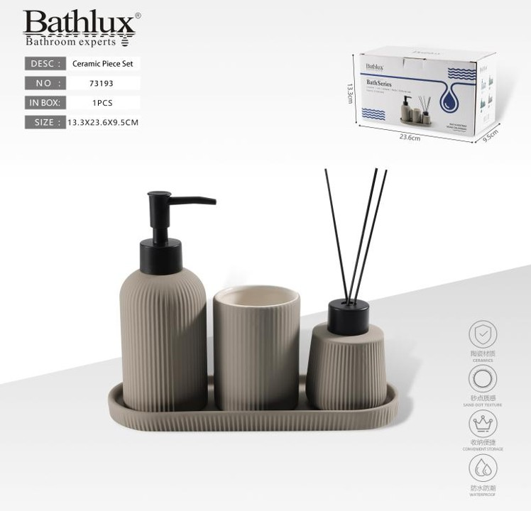 Bathlux Dark Khaki Bathroom Accessory Set, 4-Piece