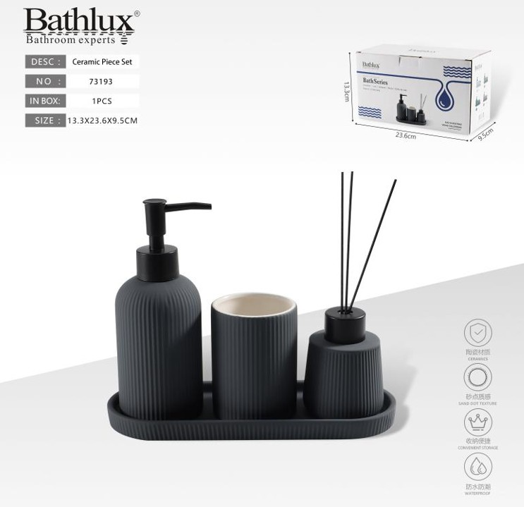 Banyo Aksesuar Seti Koyu Gri 4PARÇA