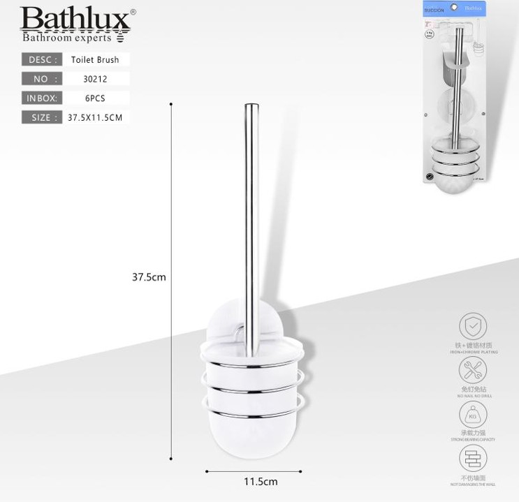 Vacuum-Mounted Wall Toilet Brush and Holder