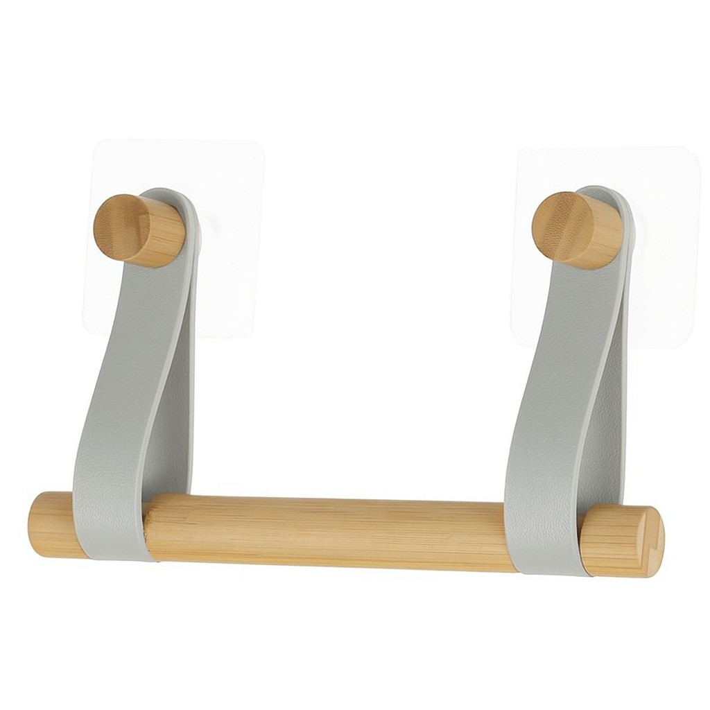 Bamboo Toilet Paper Roll Holder, Grey