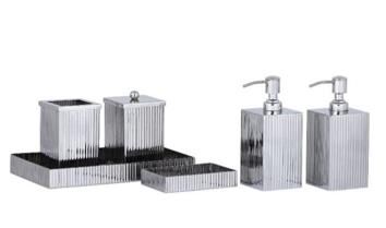 System 6-Piece Bathroom Set, Shiny Nickel