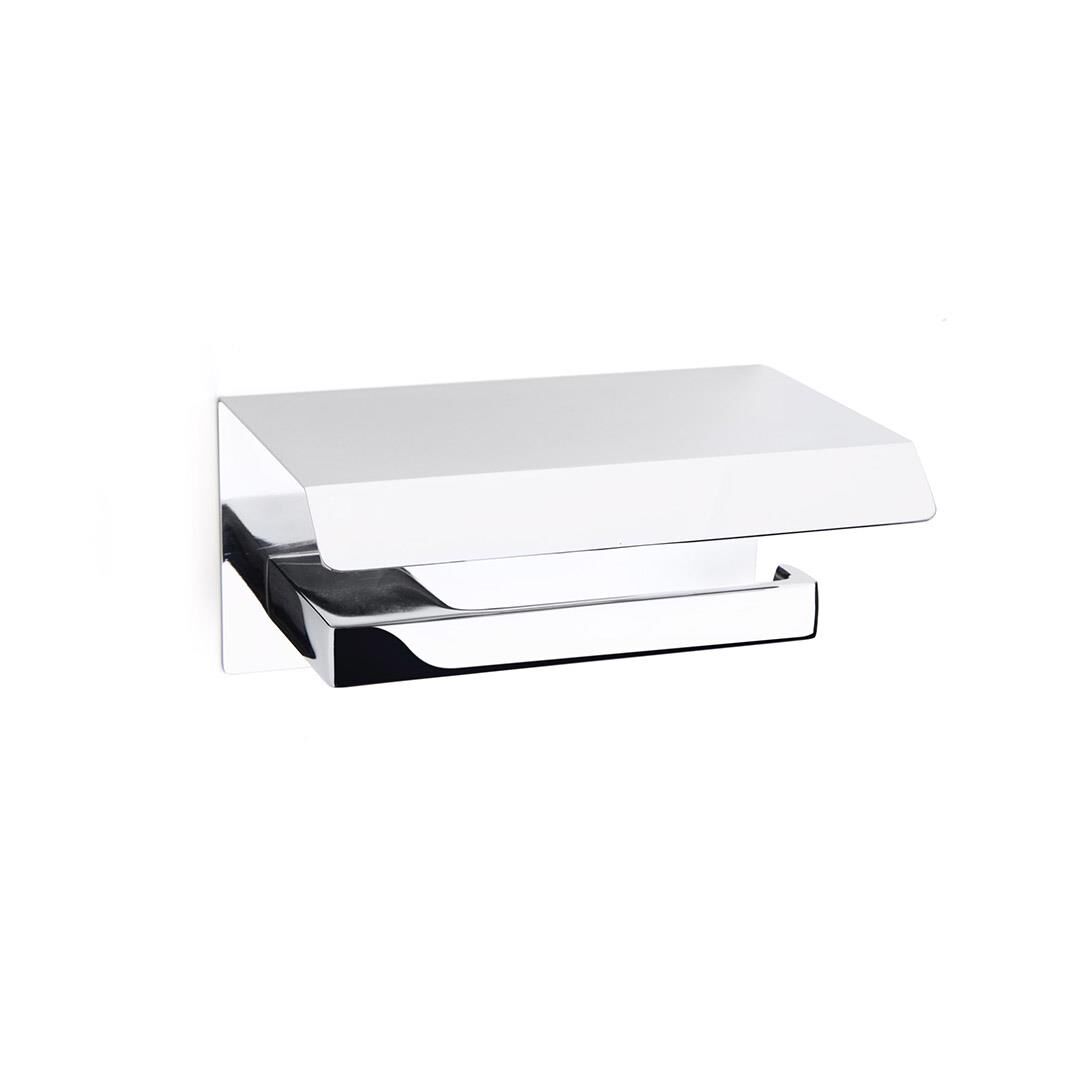 System Flat Chrome Toilet Roll Holder with Cover
