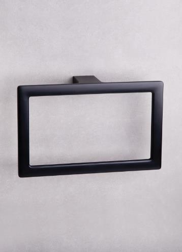 System Flat Kare Black Towel Holder