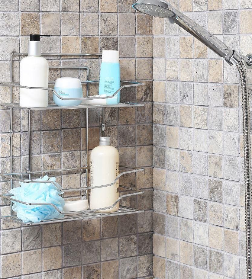 Ansan Fest Düz Two-Tier Stainless Steel Shampoo Holder