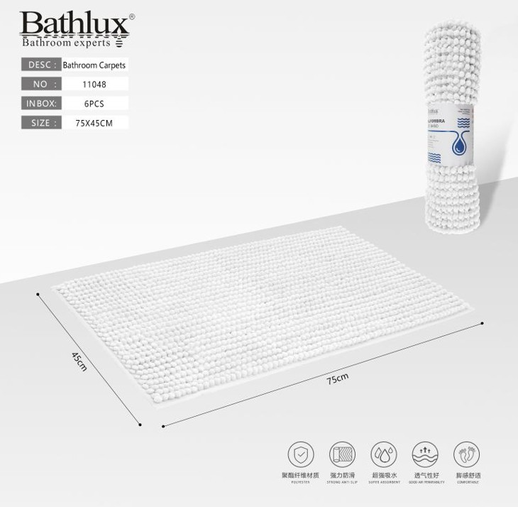 Textured Bath Mat 45x75 White