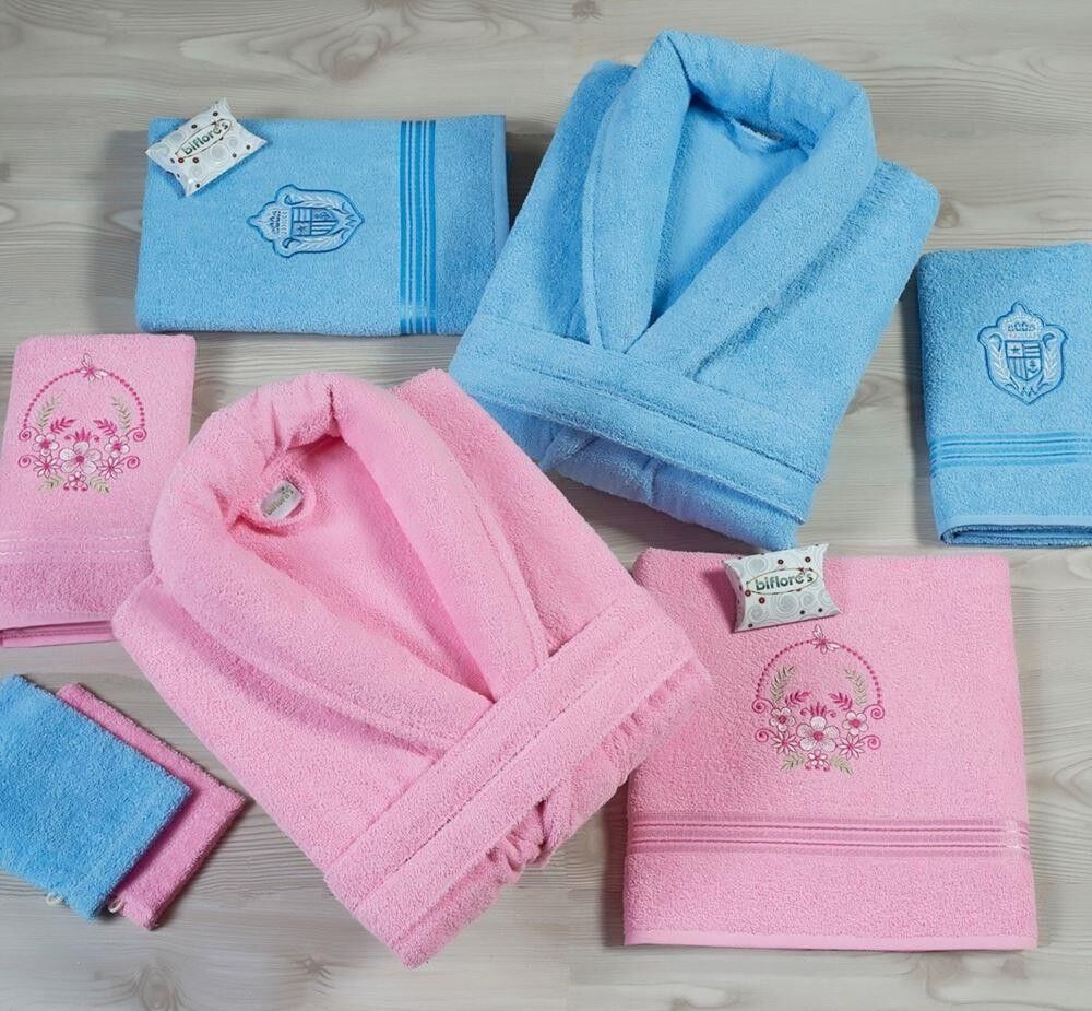 İpekçe Family Bathrobe Set, Loop Jacquard, 8 Pieces, Assorted