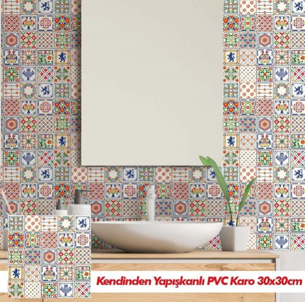 Bant Yapışkanlı PVC Karo Floral 30CMX30XMX4AD