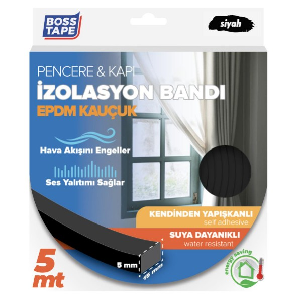 Bant Epdm Pencere İzolasyon Bandı Siyah 15MMX5MT