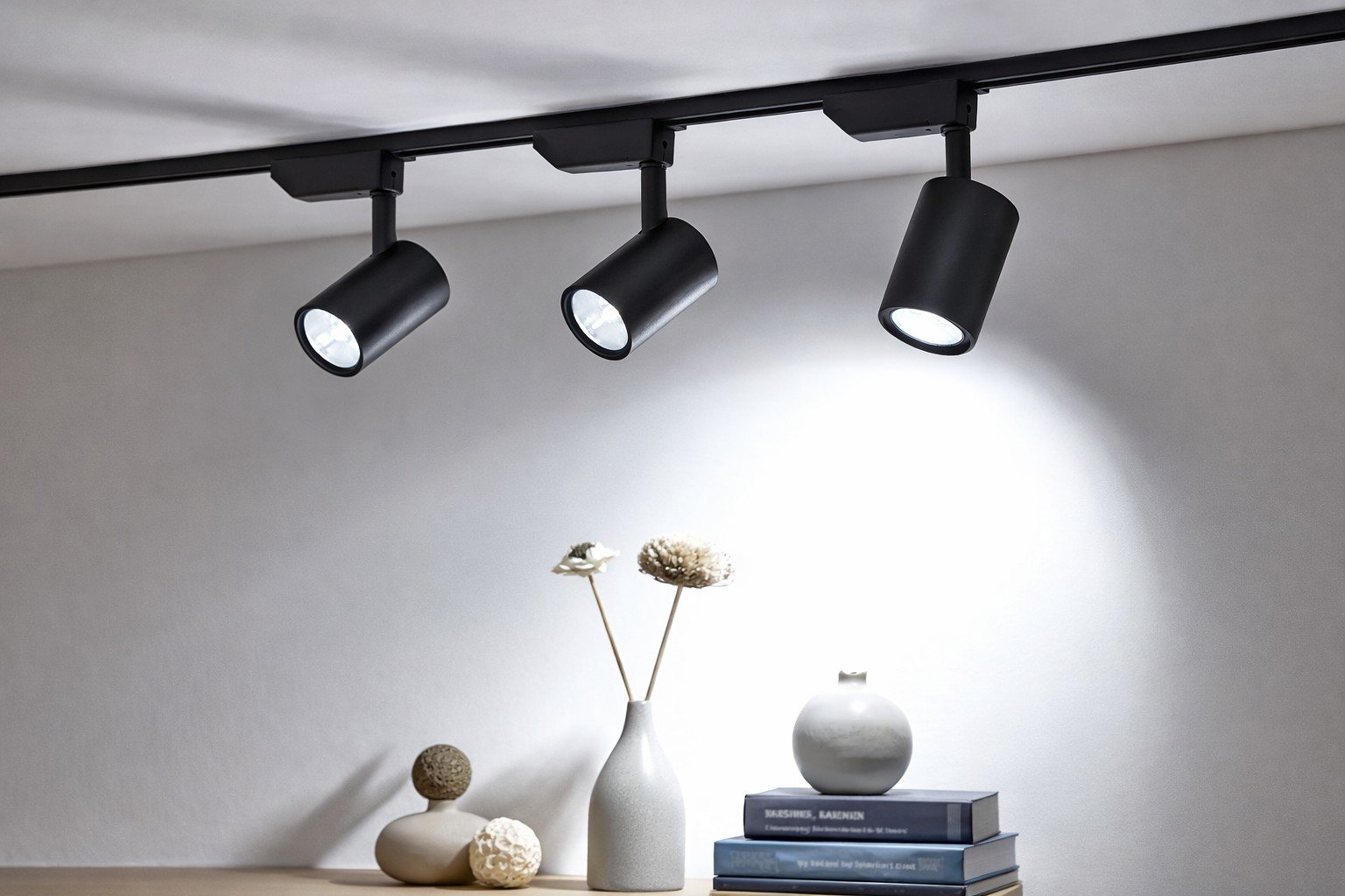 LED Track Spotlight, 3 Lights, 1 m Track, Black/White