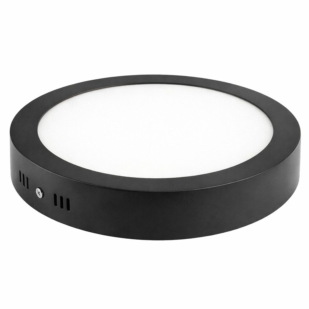 Round Black Surface-Mounted LED Panel 12 W 6500K