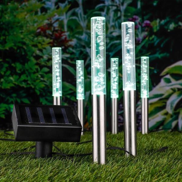 4-Piece Solar Garden Light Set, LED Bubble, White Light
