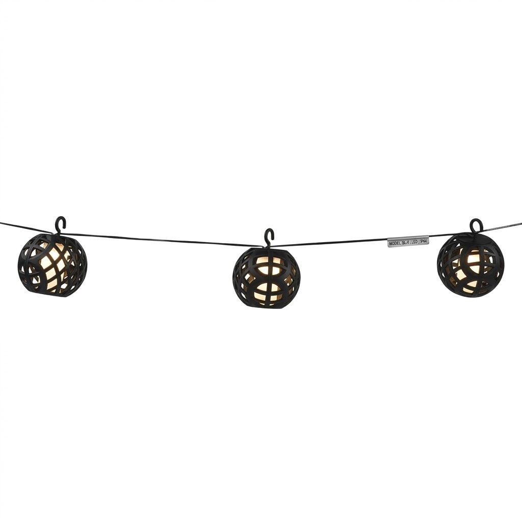 Solar Garden Lights with Wicker-Style Spheres, 8-Piece