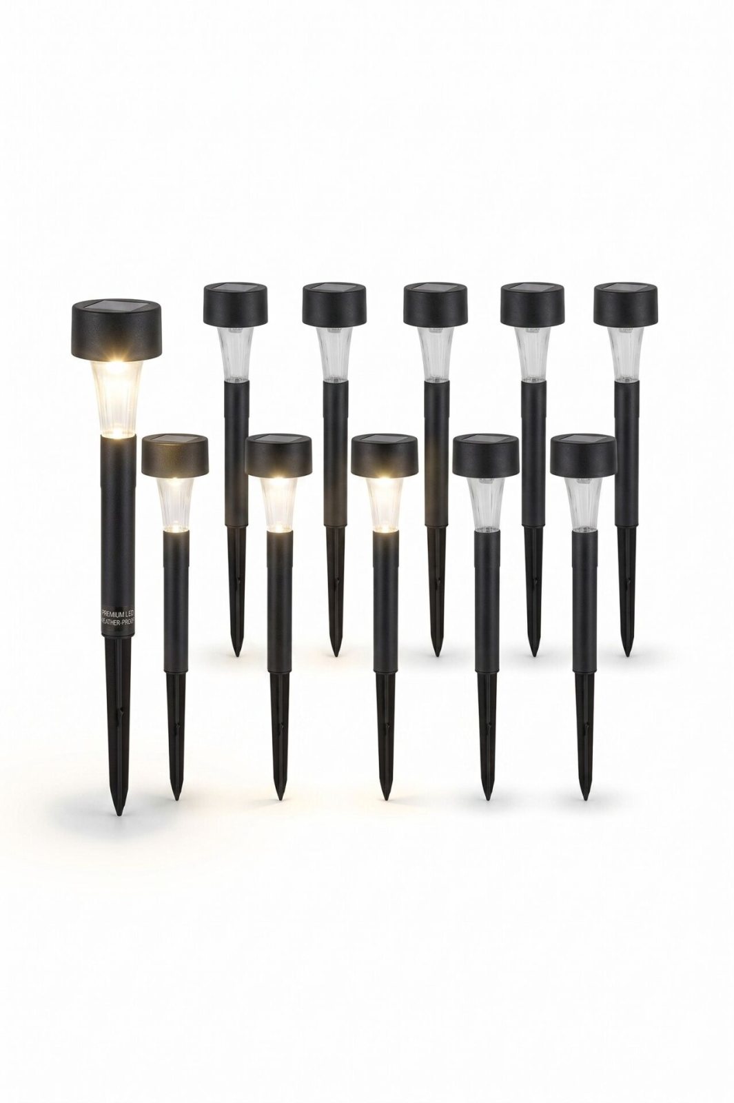 Solar Garden Lights, Plastic Stake, Set of 10