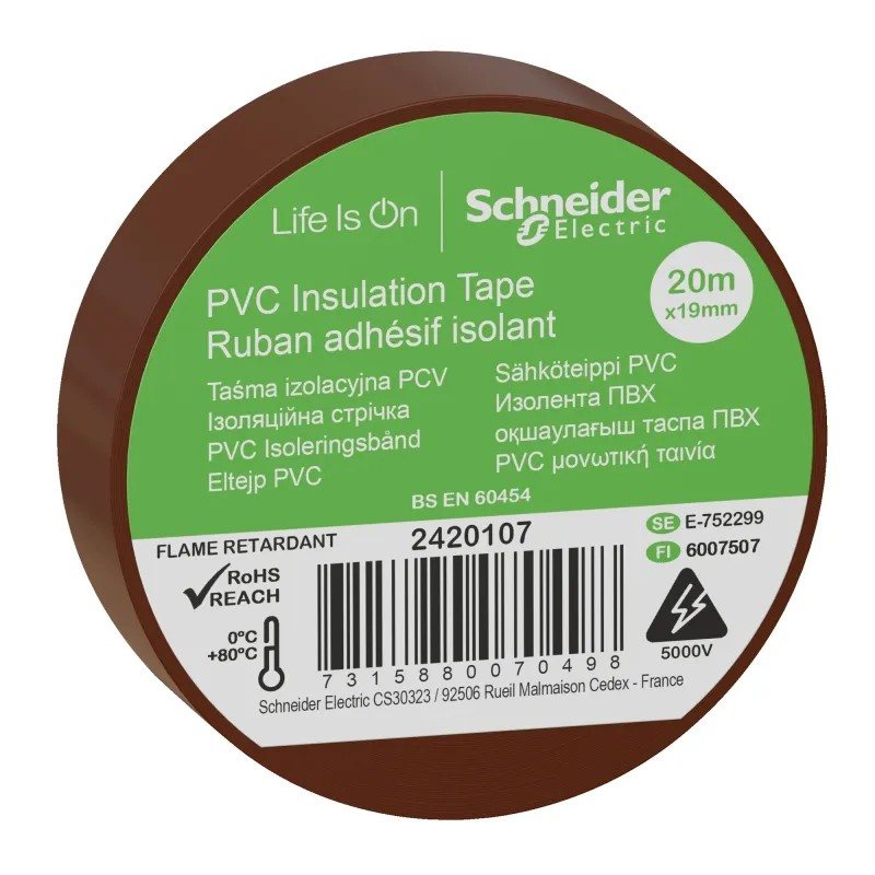 Schneider Electric Brown PVC Insulation Tape, 20 m × 19 mm