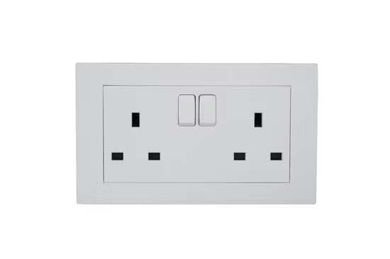 White Double Socket 2x13A