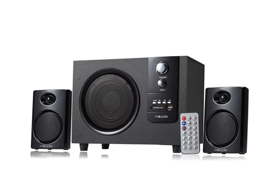 Mikado MD-329FM — чёрные колонки 2.1 с USB, SD и FM-радио