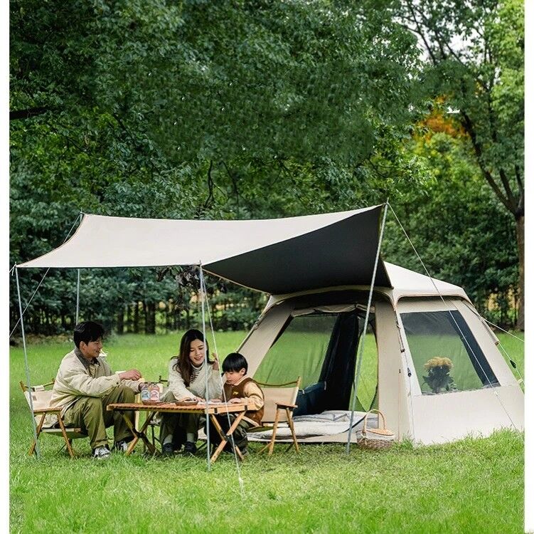 3-Person Camping Tent with Awning 2.4X2.4MT