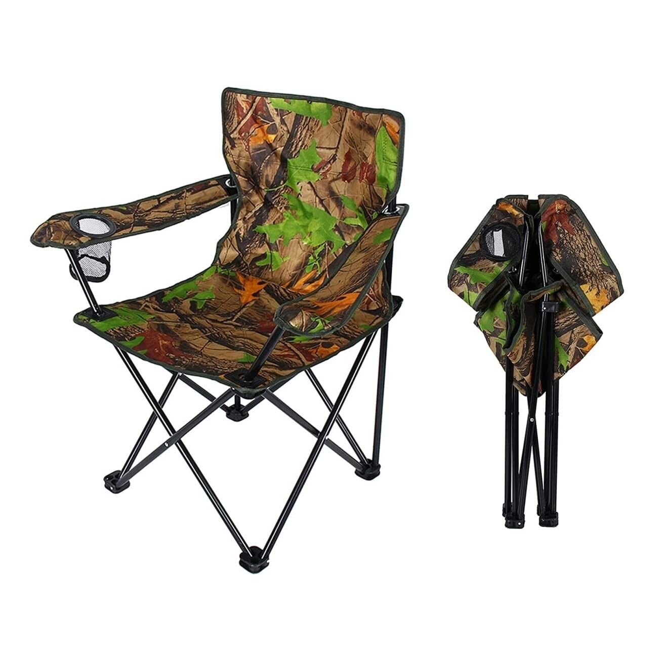 Folding Camouflage Camping Chair with Arms